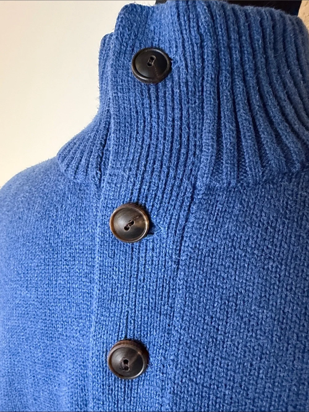 Polo by Ralph Lauren Blue Button Mock Neck Sweater with Yellow Pony
